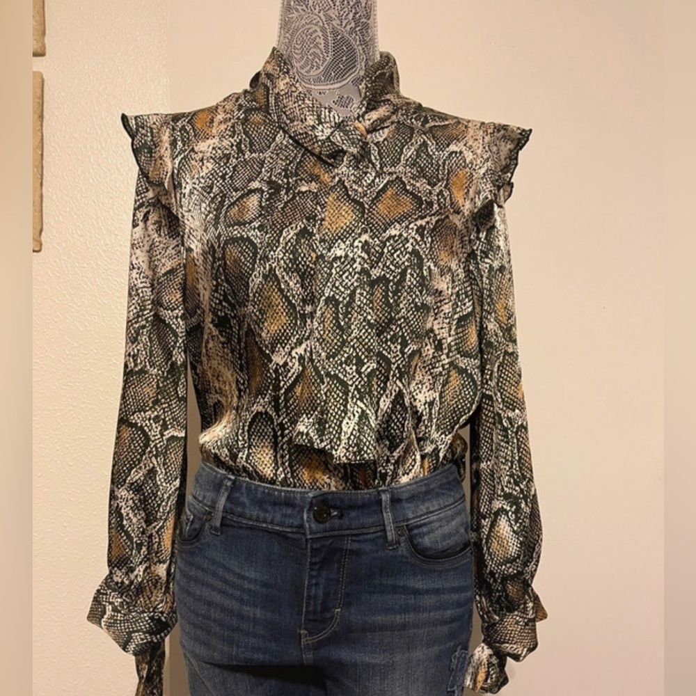 snake print blouse